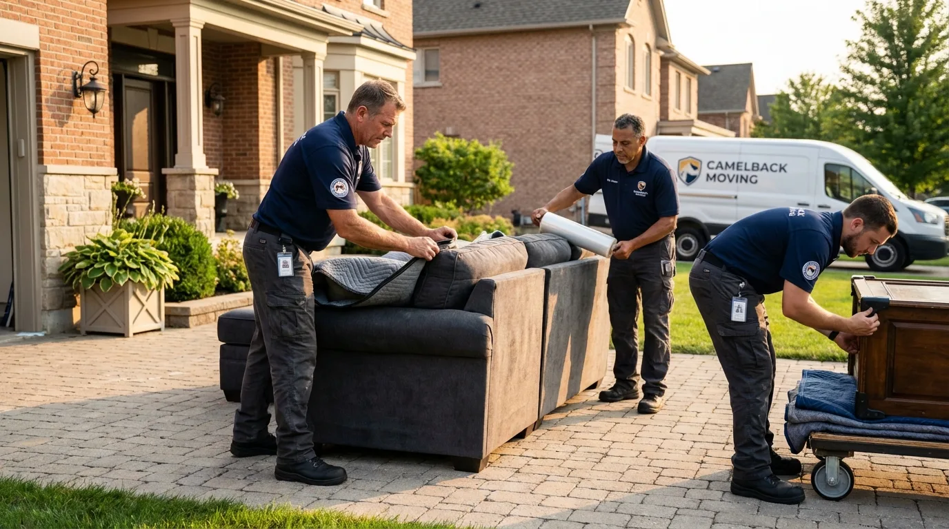 Large estate moving crew wrapping furniture in Cheyenne Wells, CO